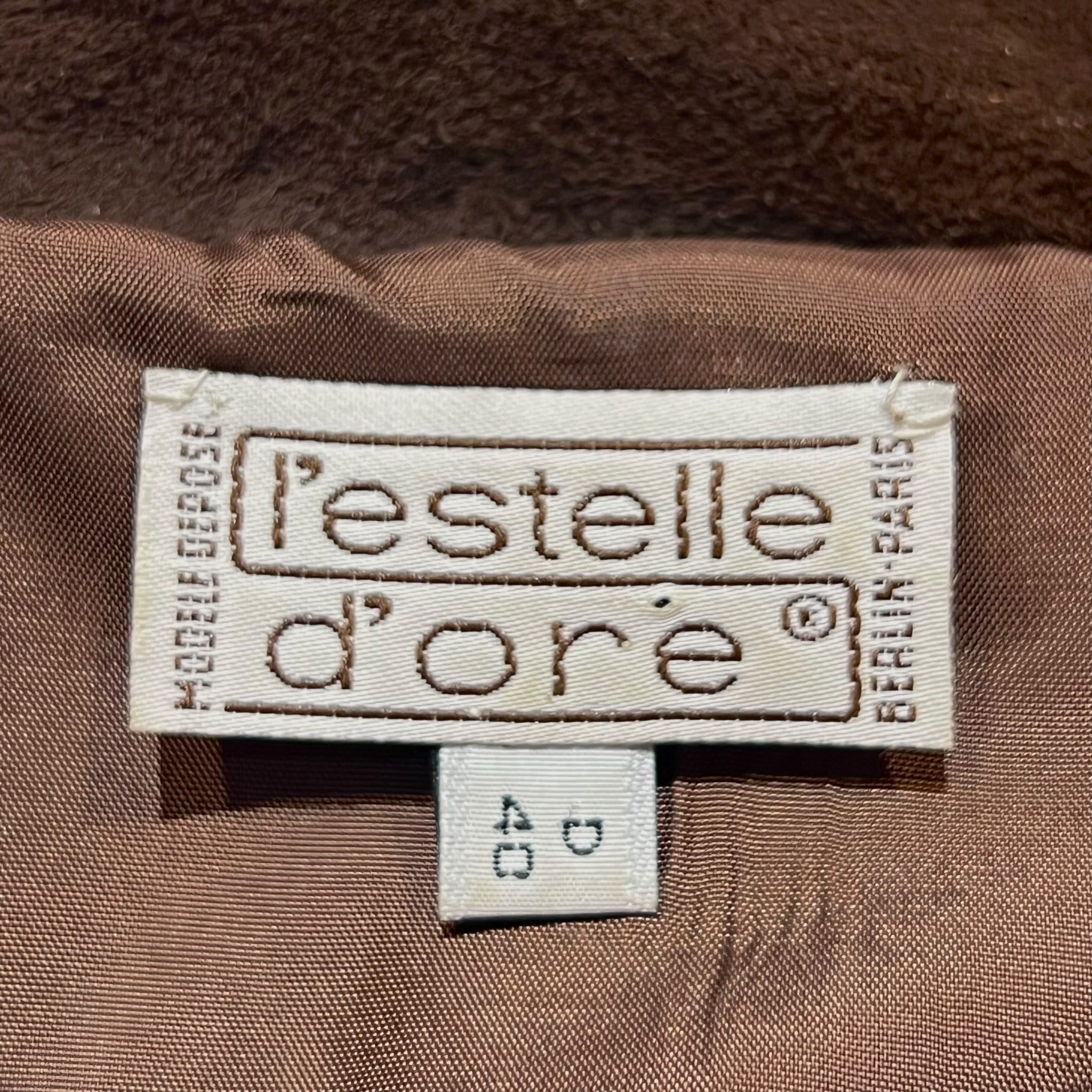 L'Estelle d'Ore 1980's Chocolate Brown Suede Skirt and Jacket Ensemble  , label