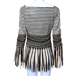 Gianfranco Ferre S/S 2001 Cream and Black Fringed Leather Jacket + Pant Ensemble, jacket back