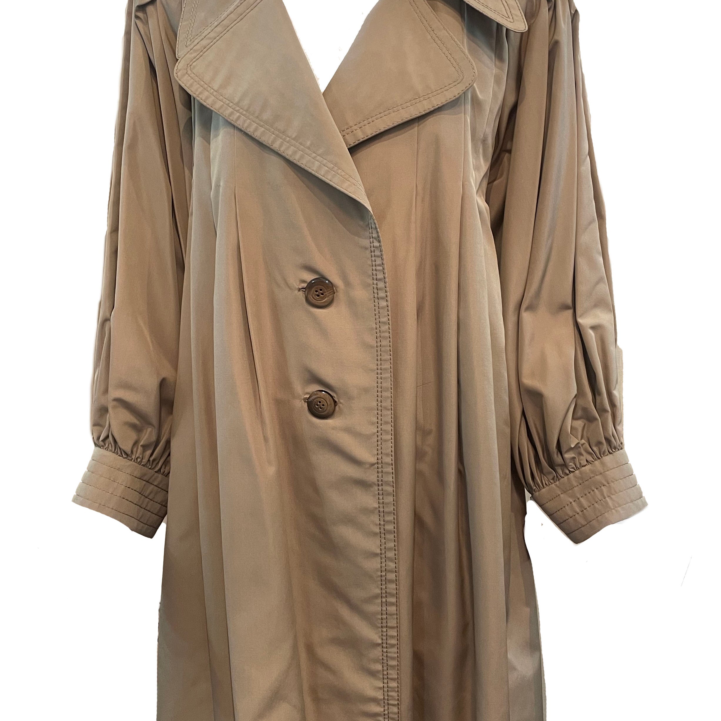 Galanos 80s Tan Oversized Trench Coat FRONT 1 of 5
