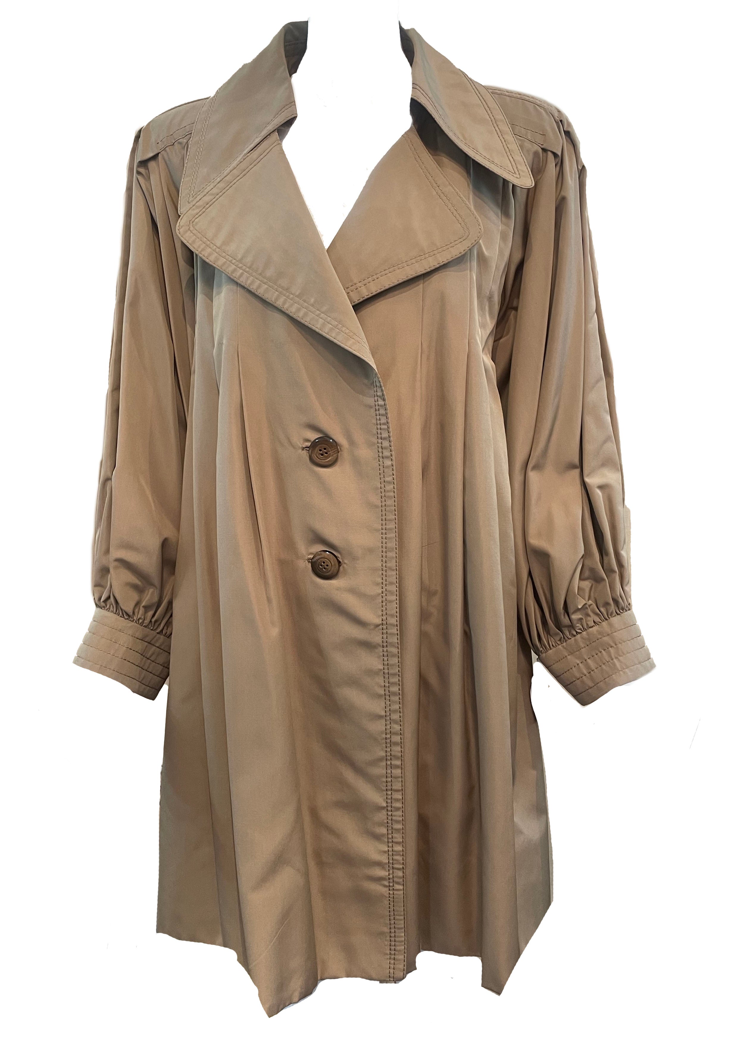 Galanos 80s Tan Oversized Trench Coat FRONT 1 of 5