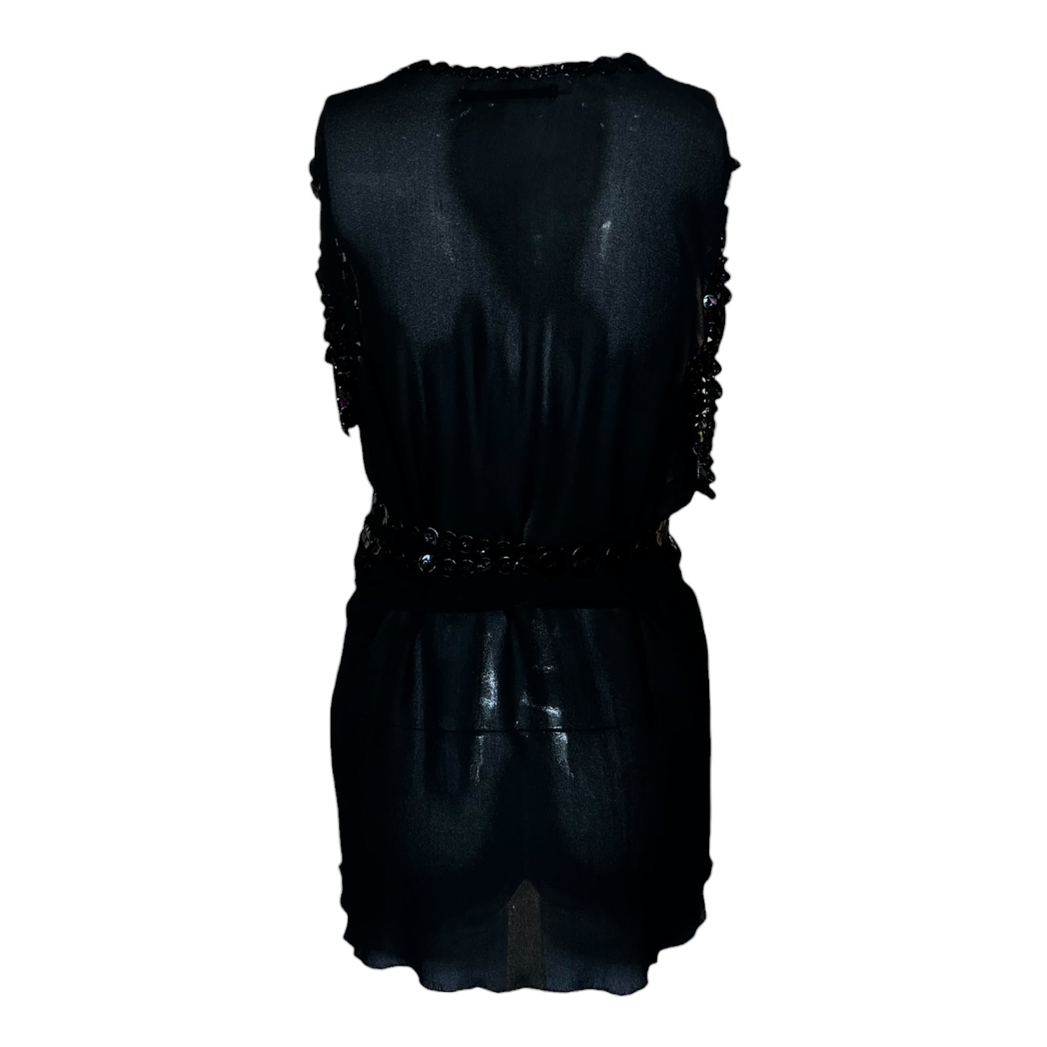 Jean Paul Gaultier Black Pearl Button Blouse and Belt, back