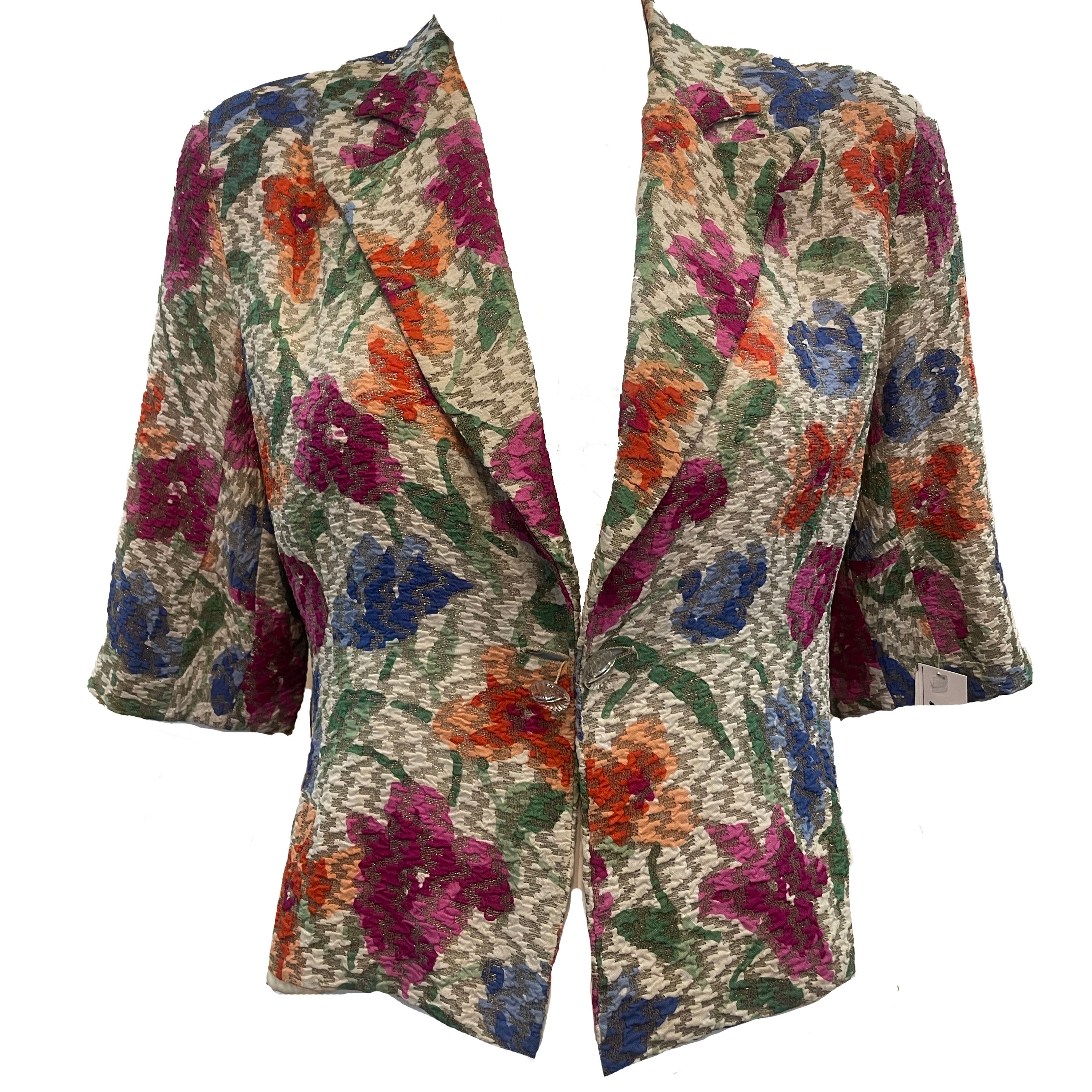 30s Gold Lame Floral Evening Jacket FRONT 1 of 5