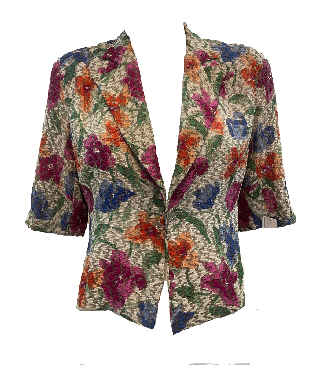 30s Gold Lame Floral Evening Jacket FRONT 1 of 5