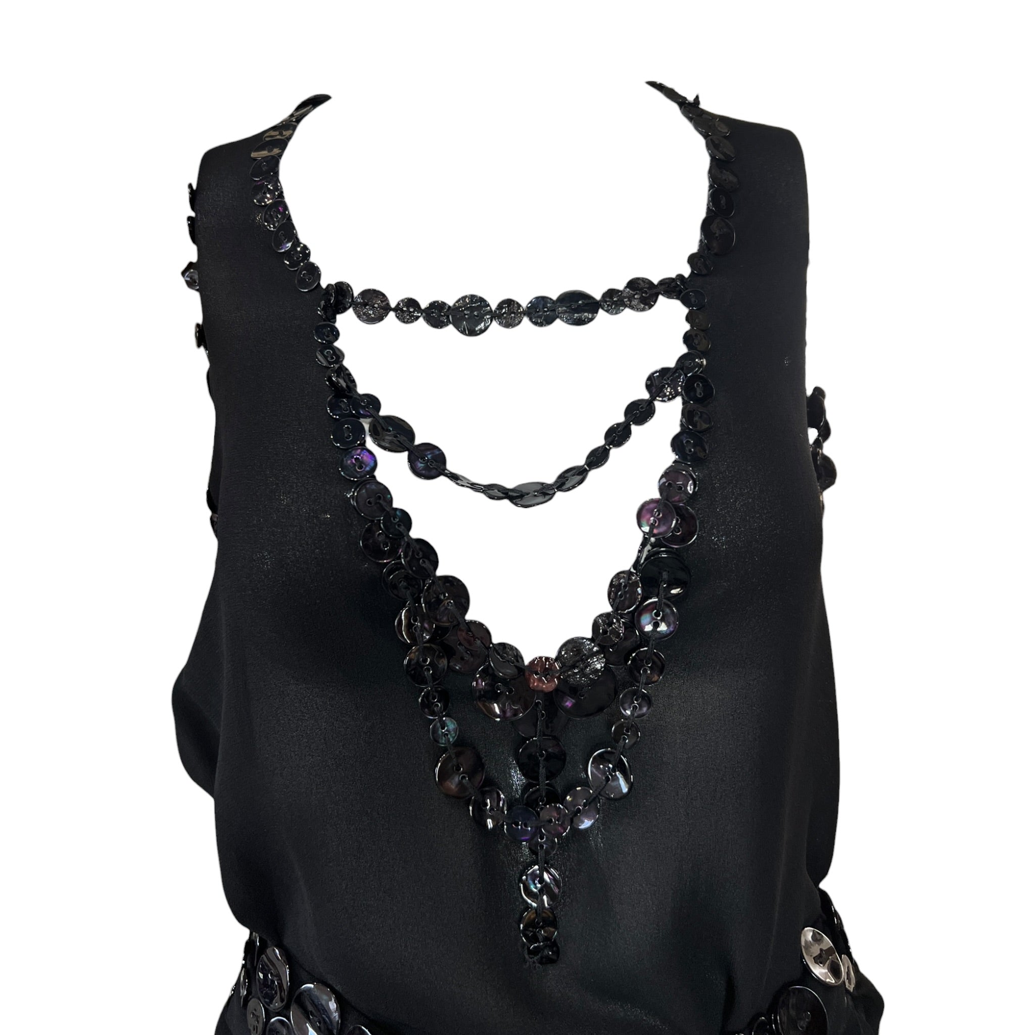 Jean Paul Gaultier Black Pearl Button Blouse and Belt, bodice top