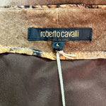  Roberto Cavalli Y2K Brown Suede Patchwork Skirt with Hand Painting.Label 5 of 5