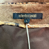  Roberto Cavalli Y2K Brown Suede Patchwork Skirt with Hand Painting.Label 5 of 5