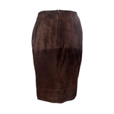 L'Estelle d'Ore 1980's Chocolate Brown Suede Skirt and Jacket Ensemble  , skirt back