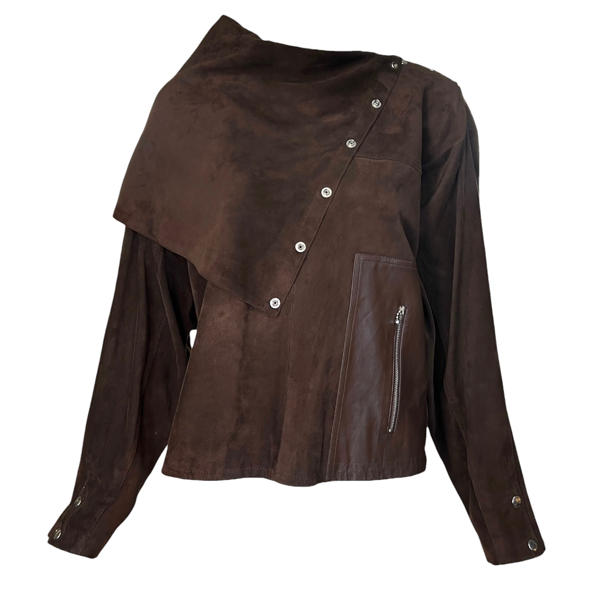 L'Estelle d'Ore 1980's Chocolate Brown Suede Skirt and Jacket Ensemble  , top