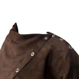 L'Estelle d'Ore 1980's Chocolate Brown Suede Skirt and Jacket Ensemble  , neck