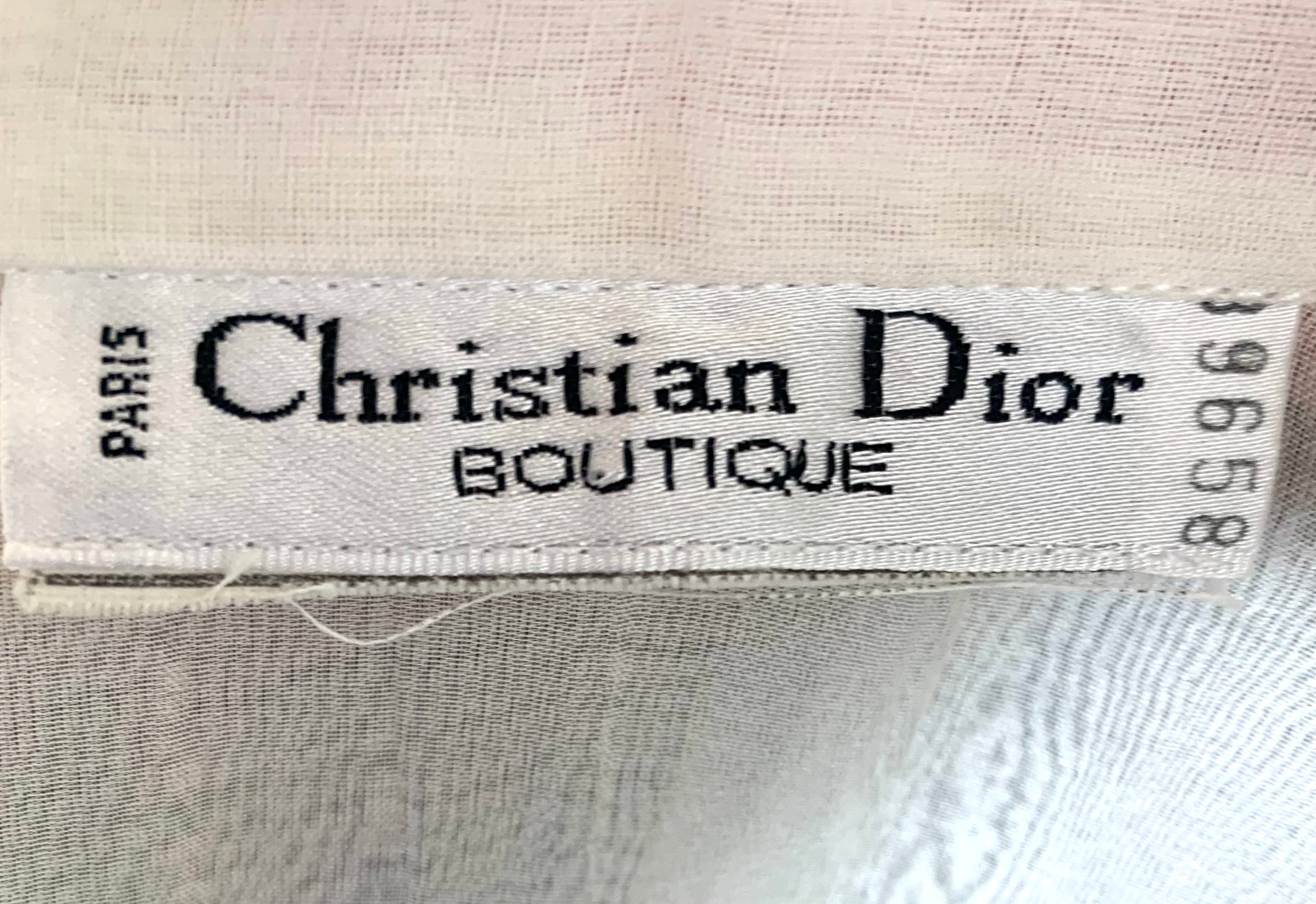 Christian Dior Boutique Cream Silk Organza Embroidered Blouse LABEL 8/8