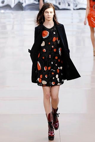 Chloé F/W 2007 Eclectic Little Black and Red Pleather and Rhinestone Mini Dress, runway
