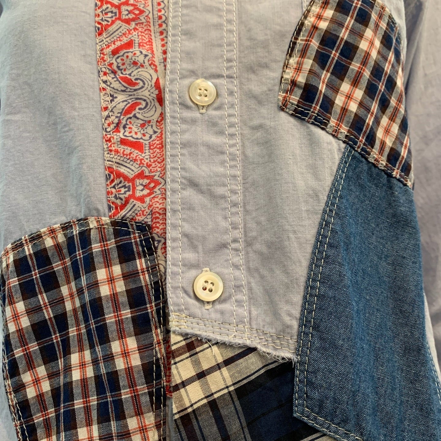  Junya Watanabe for Comme des Garcons 2011 Chambray Patchwork Shirt Dress DETAIL 4 of 5