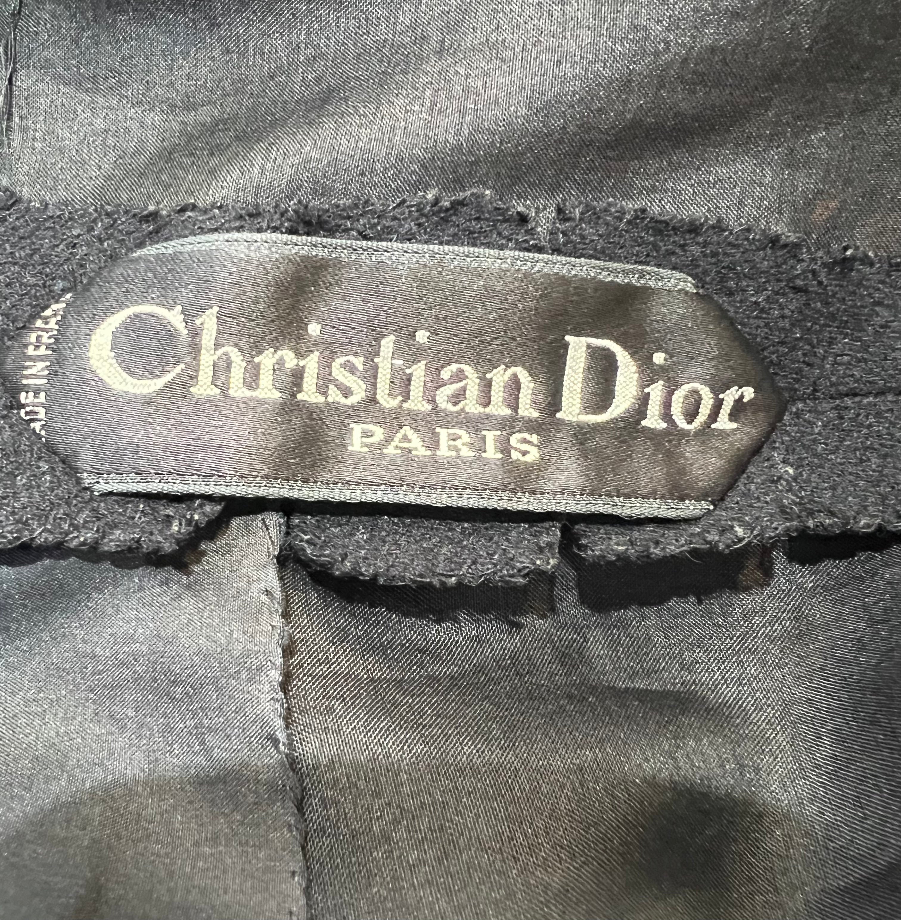 DIOR 60s Haute Couture Black Two-Piece Wool Dress, label