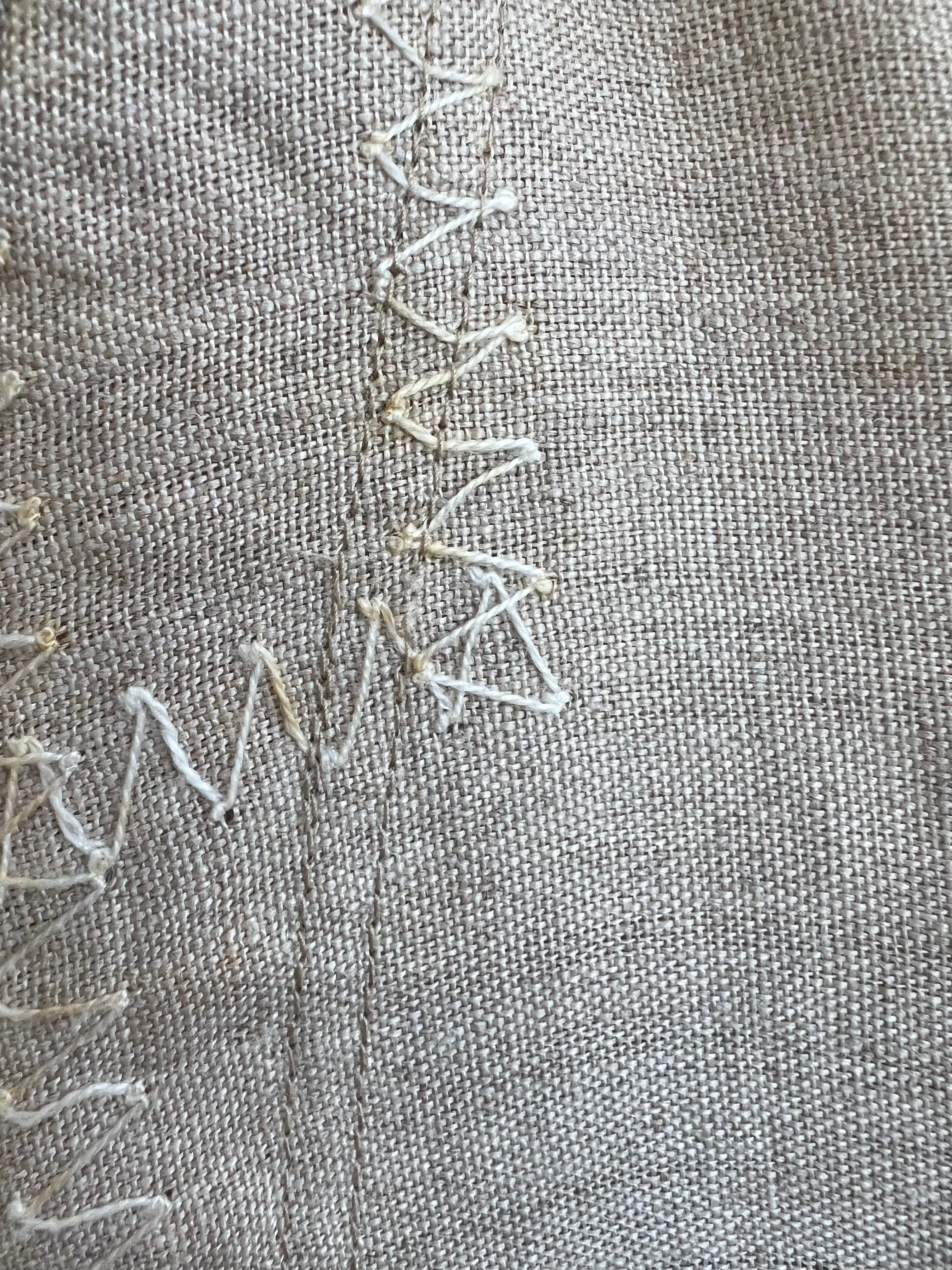 Patrick Kelly 1980's Beige Topstitched Linen Swing Coat, stain