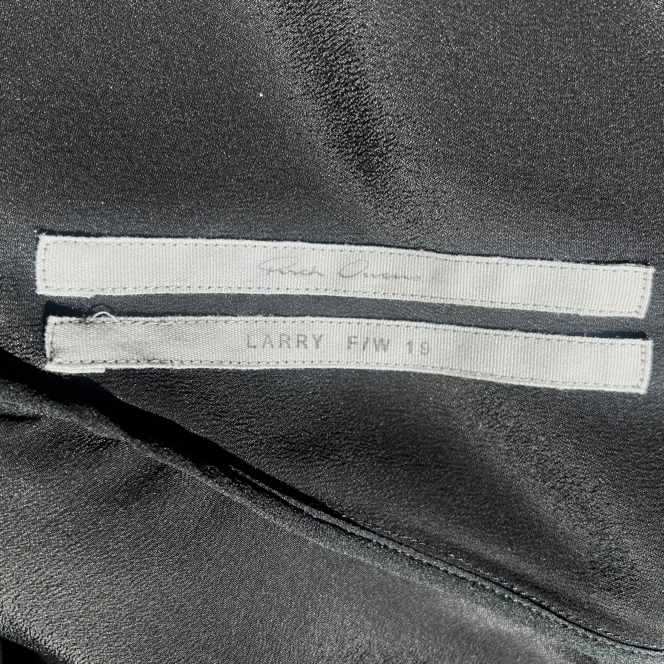 Rick Owens F/W 2019 "Larry" Black Crepe Draped Bias Dress, label