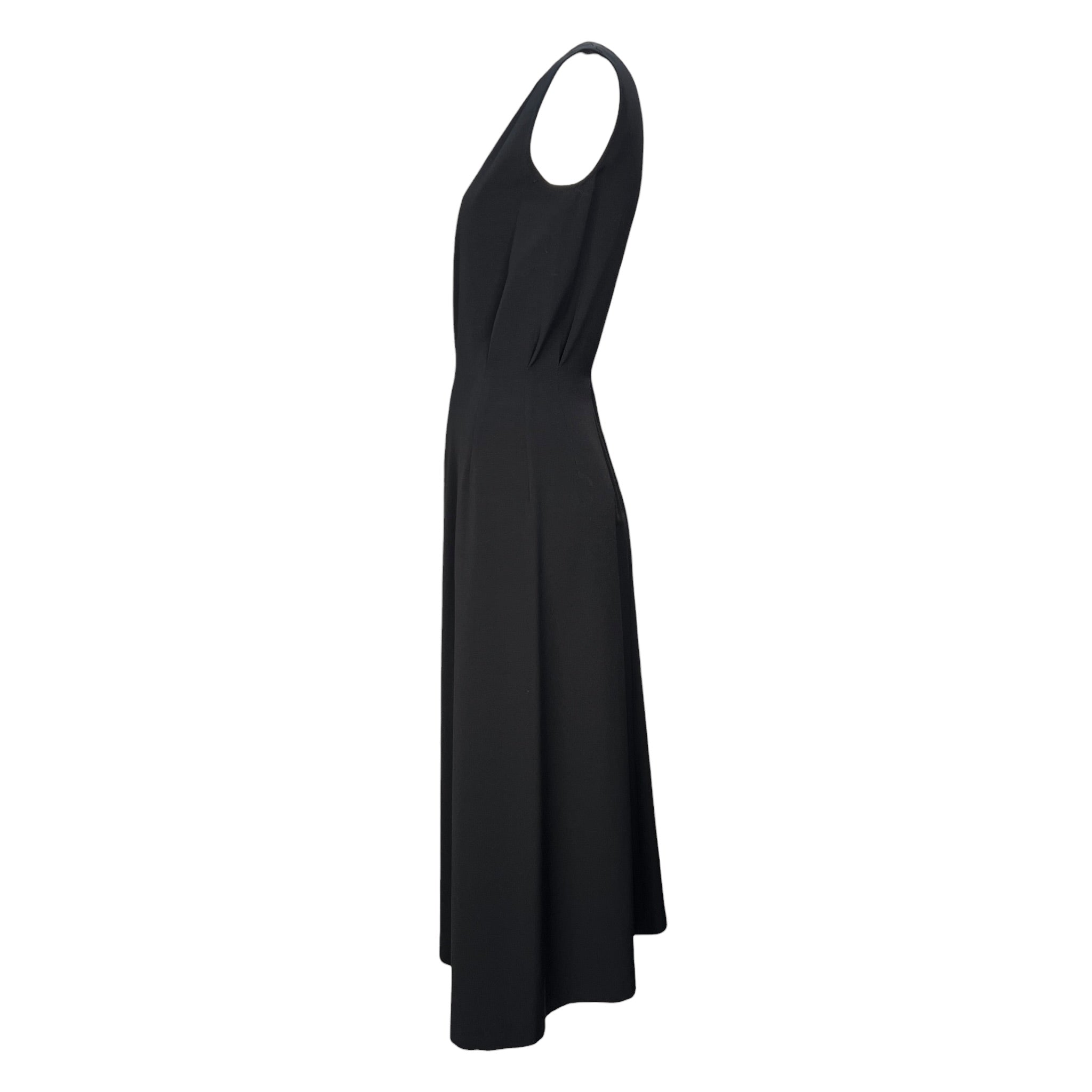 Y's by Yohji Yamamoto F/W 2019 Black Open Weave Wool Deep V-Back Dress, side