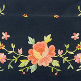 1950s Twifaille by Rosenfeld Black Satin Floral Hand Embroidered Clutch Purse EMBROIDERY DETAIL 3/5