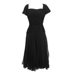 Ceil Chapman 1950's Black Silk Fitted Cocktail Dress, 2