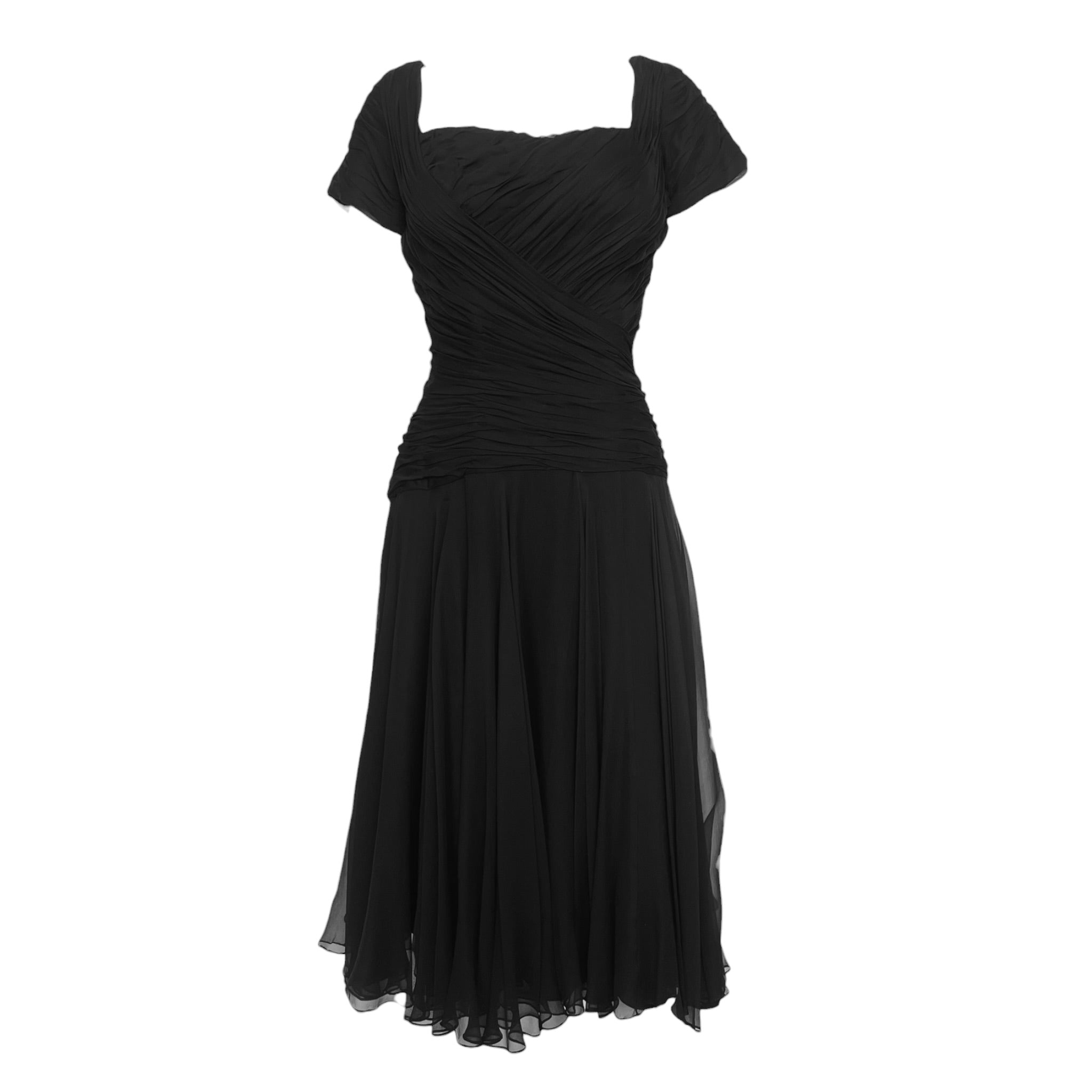 Ceil Chapman 1950's Black Silk Fitted Cocktail Dress, 2