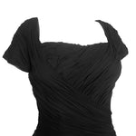 Ceil Chapman 1950's Black Silk Fitted Cocktail Dress, bodice