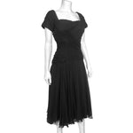 Ceil Chapman 1950's Black Silk Fitted Cocktail Dress