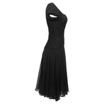 Ceil Chapman 1950's Black Silk Fitted Cocktail Dress, side 2