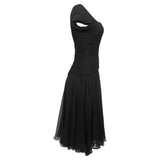 Ceil Chapman 1950's Black Silk Fitted Cocktail Dress, side 2
