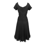 Ceil Chapman 1950's Black Silk Fitted Cocktail Dress, back
