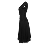 Ceil Chapman 1950's Black Silk Fitted Cocktail Dress, side