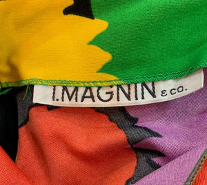 I. Magnin 70s Rainbow Graphic Print Halter Maxi Dress LABEL 5 of 5