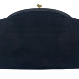 1950s Twifaille by Rosenfeld Black Satin Floral Hand Embroidered Clutch Purse BACK 2/5