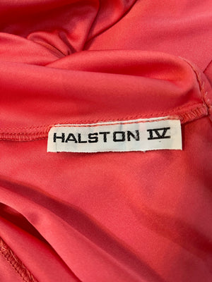 Halston IV 70s Coral Poly Caftan LABEL 5 of 5