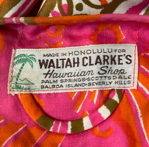 Waltah Clark 60s Hawaiian Print Maxi Dress LABEL 5 of 5
