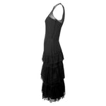Mainbocher Couture Late 1950's Black Silk Tiered Lace Evening Dress, side 2