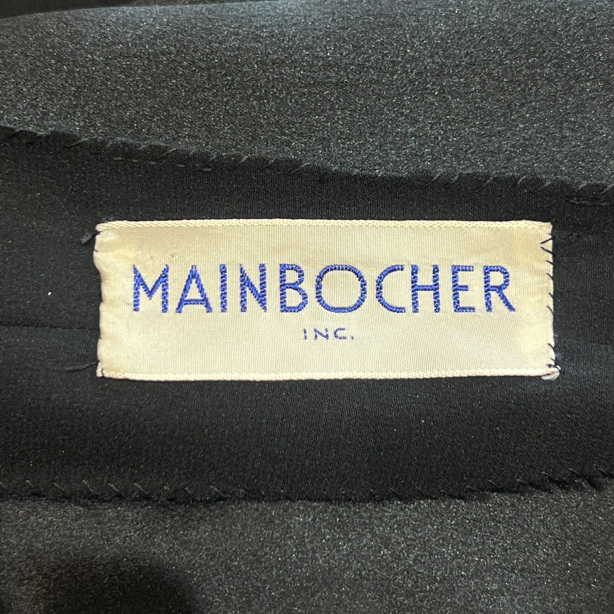 Mainbocher Couture Late 1950's Black Silk Tiered Lace Evening Dress, label