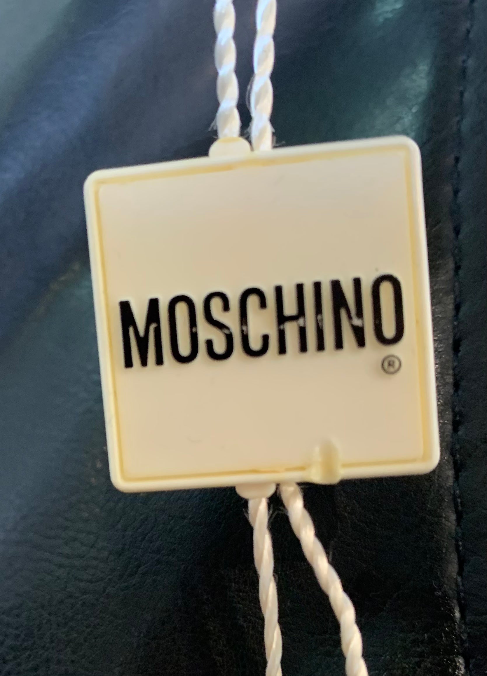 90s Moschino Jeans Faux Leather Brass Studded Heart Vest TAG DETAIL 8/12