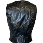 90s Moschino Jeans Faux Leather Brass Studded Heart Vest BACK 1/12