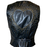 90s Moschino Jeans Faux Leather Brass Studded Heart Vest BACK 1/12