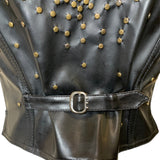 90s Moschino Jeans Faux Leather Brass Studded Heart Vest BUCKLE DETAIL 5/12