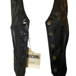 90s Moschino Jeans Faux Leather Brass Studded Heart Vest FRONT OPEN 4/12