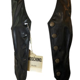 90s Moschino Jeans Faux Leather Brass Studded Heart Vest FRONT OPEN 4/12