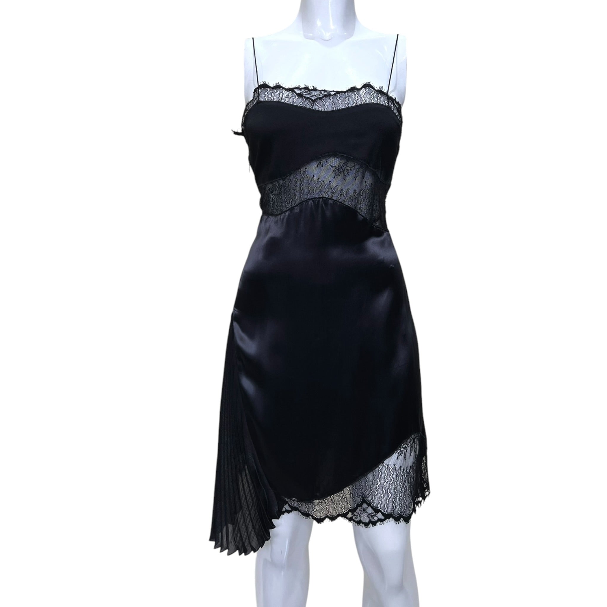 Victoria Beckham Black Satin and Lace Slip Dress – THE WAY WE WORE