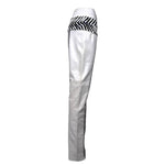 Gianfranco Ferre S/S 2001 Cream and Black Fringed Leather Jacket + Pant Ensemble, pants side