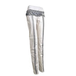 Gianfranco Ferre S/S 2001 Cream and Black Fringed Leather Jacket + Pant Ensemble, pants slight side