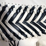 Gianfranco Ferre S/S 2001 Cream and Black Fringed Leather Jacket + Pant Ensemble, detail