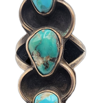  Triple Turquoise Nickel Silver Ring FRONT 1 of 3