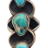  Triple Turquoise Nickel Silver Ring FRONT 1 of 3