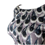 Irene by Greg LaVoi 2000s Silk Beaded Peacock Dress, side bodice