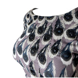 Irene by Greg LaVoi 2000s Silk Beaded Peacock Dress, side bodice