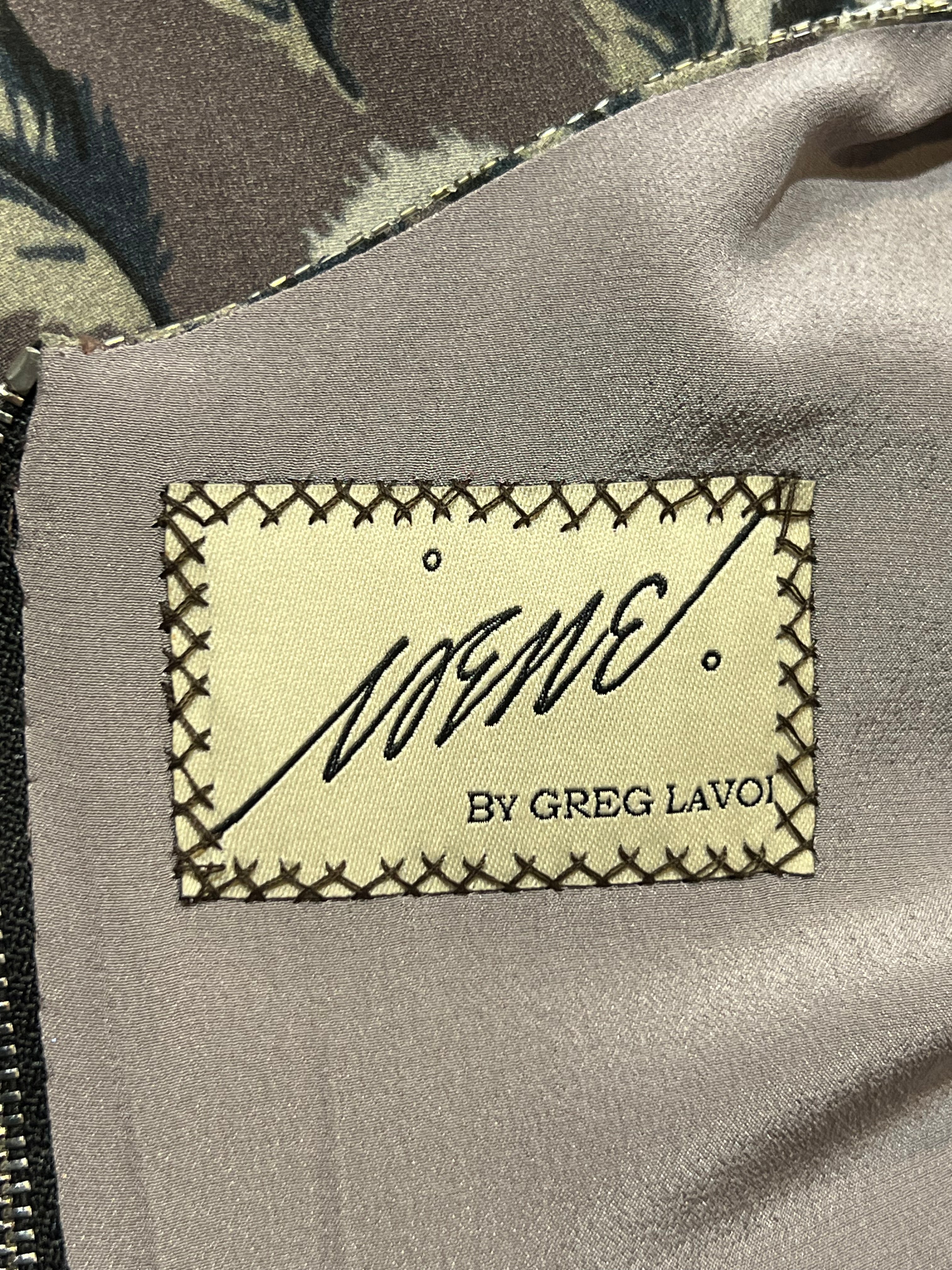 Irene by Greg LaVoi 2000s Silk Beaded Peacock Dress, label